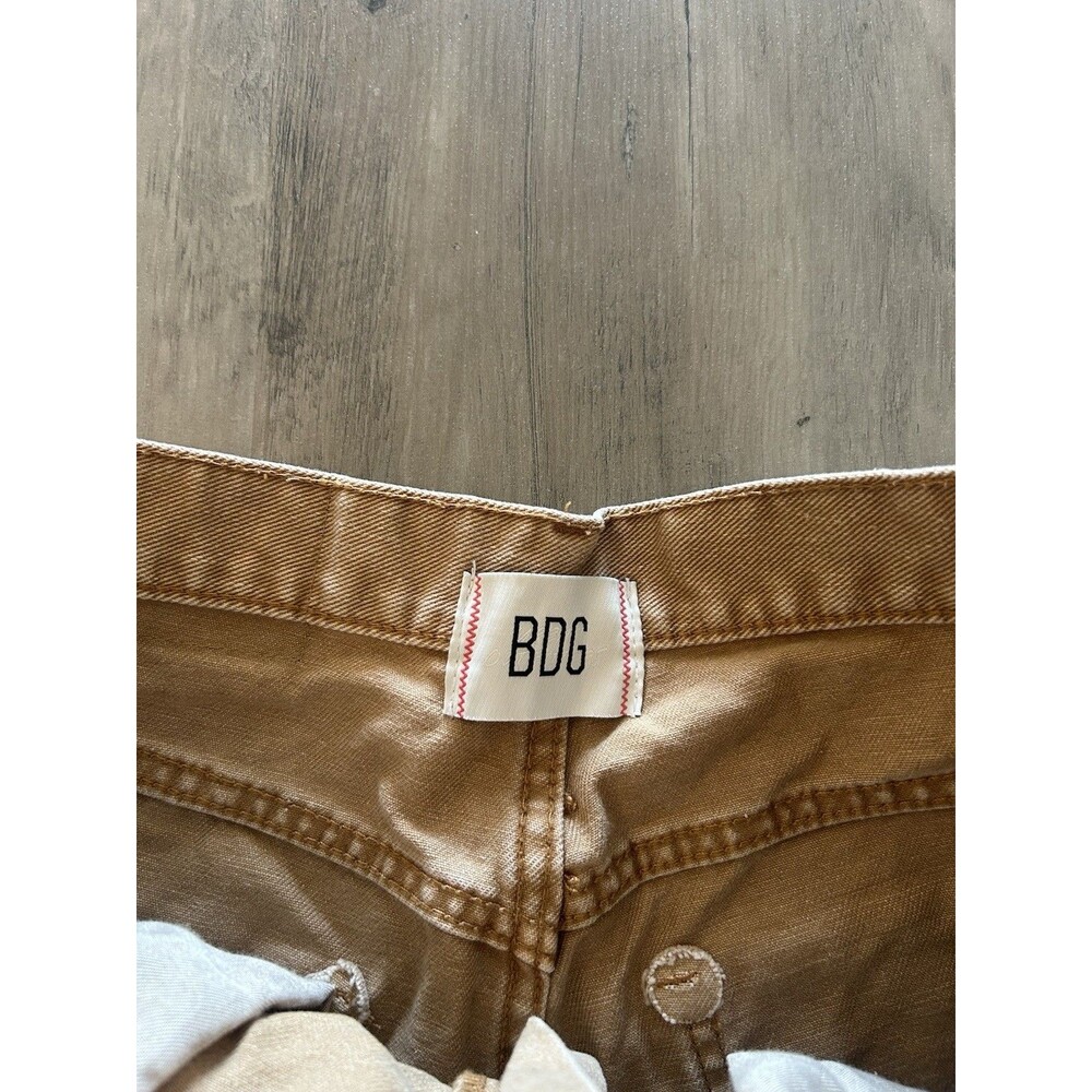BDG Urban Outfitters Cheeky Denim Shorts Tan Festival Distressed Raw Hem 28 - Picture 3 of 8